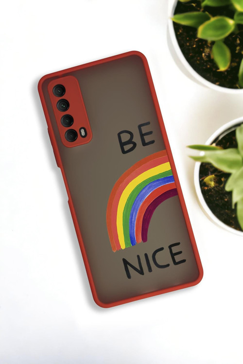 Huawei P Smart 2021 Uyumlu Be Nice Desenli Buzlu Şeffaf Lüx Telefon Kılıfı