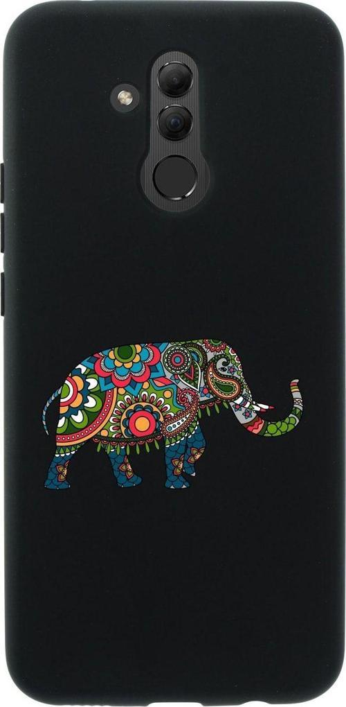 Huawei Mate 20 Lite Mandala Fil Desenli Premium Silikonlu Siyah Telefon Kılıfı