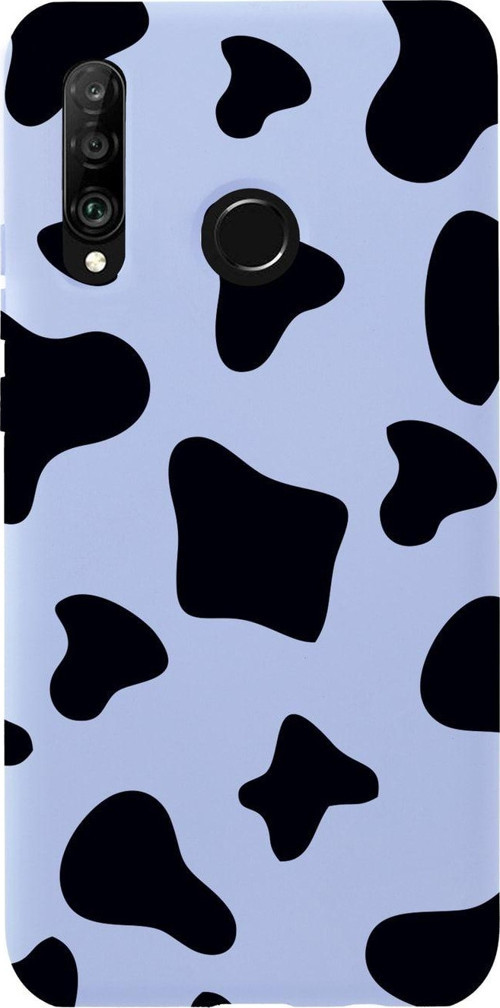 Huawei P30 Lite Inek Desenli Premium Silikonlu Lila Telefon Kılıfı