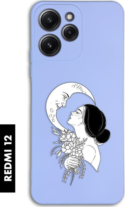 Xiaomi Redmi 12 Uyumlu Moon And Women Desenli Premium Silikonlu Lansman Telefon Kılıfı
