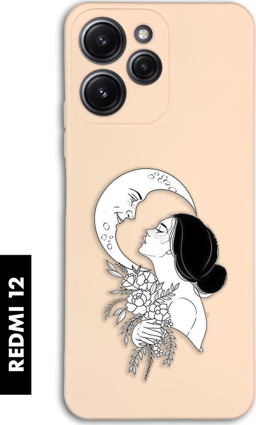 Xiaomi Redmi 12 Uyumlu Moon And Women Desenli Premium Silikonlu Lansman Telefon Kılıfı