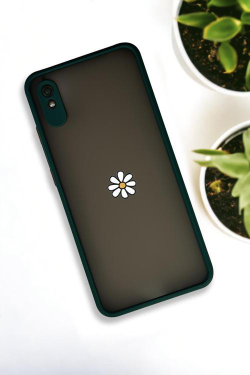 Xiaomi Redmi 9A Uyumlu Papatya Desenli Buzlu Şeffaf Lüx Telefon Kılıfı