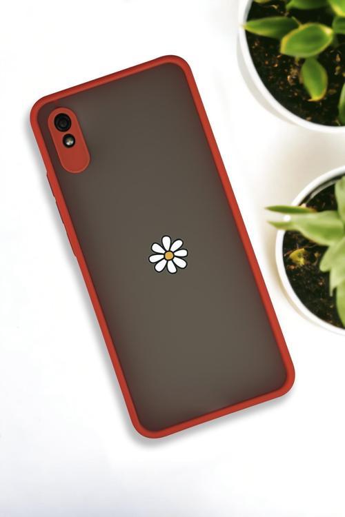 Xiaomi Redmi 9A Uyumlu Papatya Desenli Buzlu Şeffaf Lüx Telefon Kılıfı