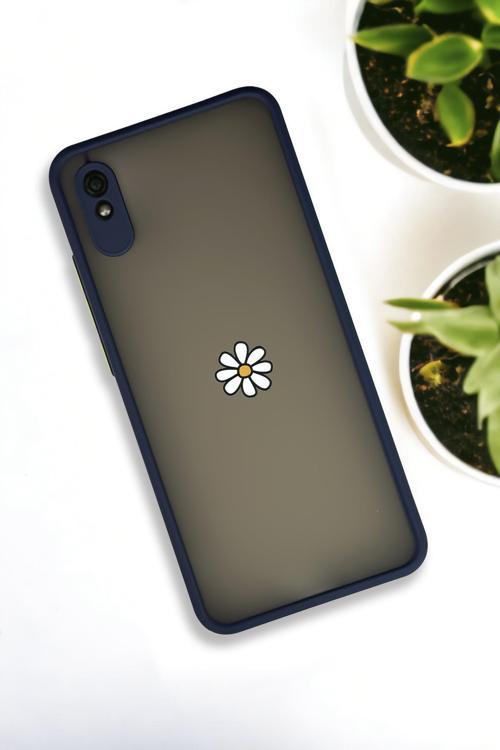 Xiaomi Redmi 9A Uyumlu Papatya Desenli Buzlu Şeffaf Lüx Telefon Kılıfı
