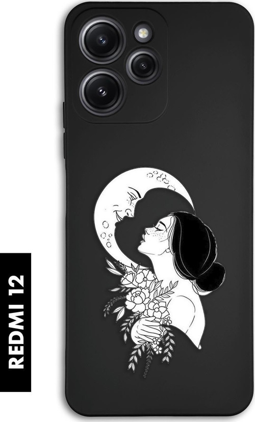 Xiaomi Redmi 12 Uyumlu Moon And Women Desenli Premium Silikonlu Lansman Telefon Kılıfı