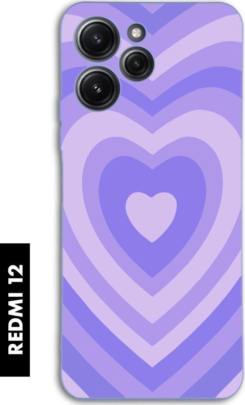 Xiaomi Redmi 12 Uyumlu Mor Kalpler Desenli Premium Silikonlu Lansman Telefon Kılıfı