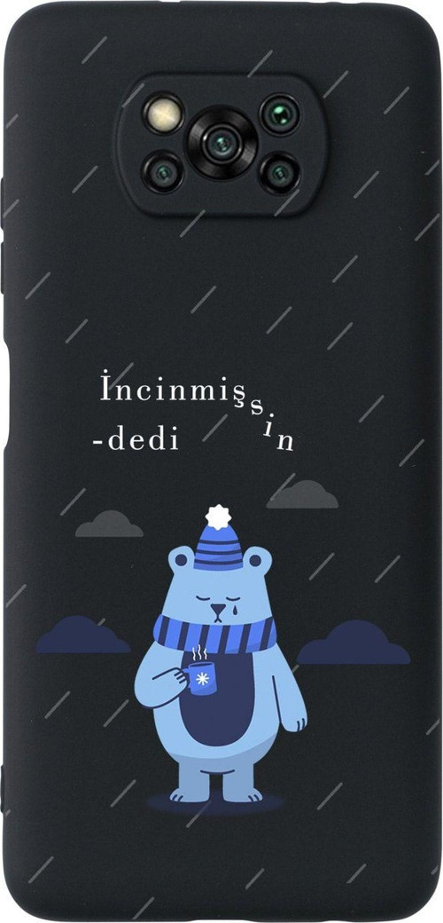Poco X3 Incinmişsin Dedi Premium Silikonlu Siyah Telefon Kılıfı