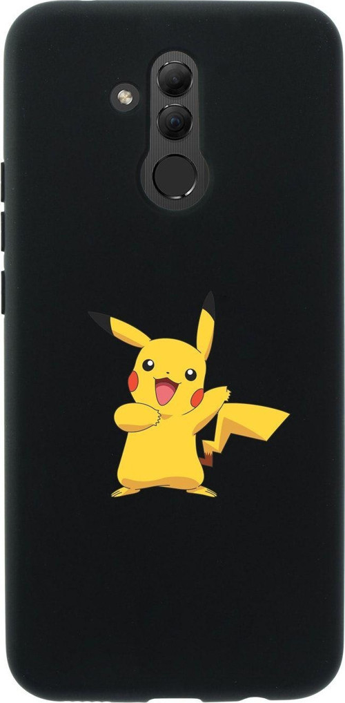 Huawei Mate 20 Lite Pikachu Premium Silikonlu Siyah Telefon Kılıfı