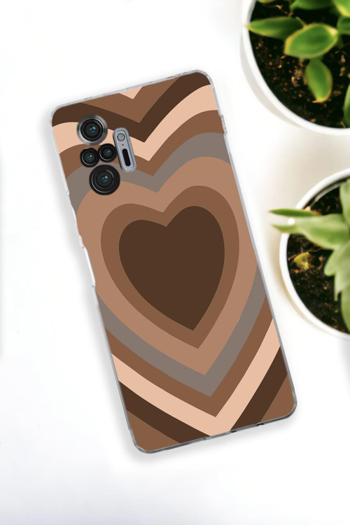 Xiaomi Redmi Note 10 Pro Uyumlu Kahverengi Kalpler Desenli Premium Silikonlu Şeffaf Telefon Kılıfı