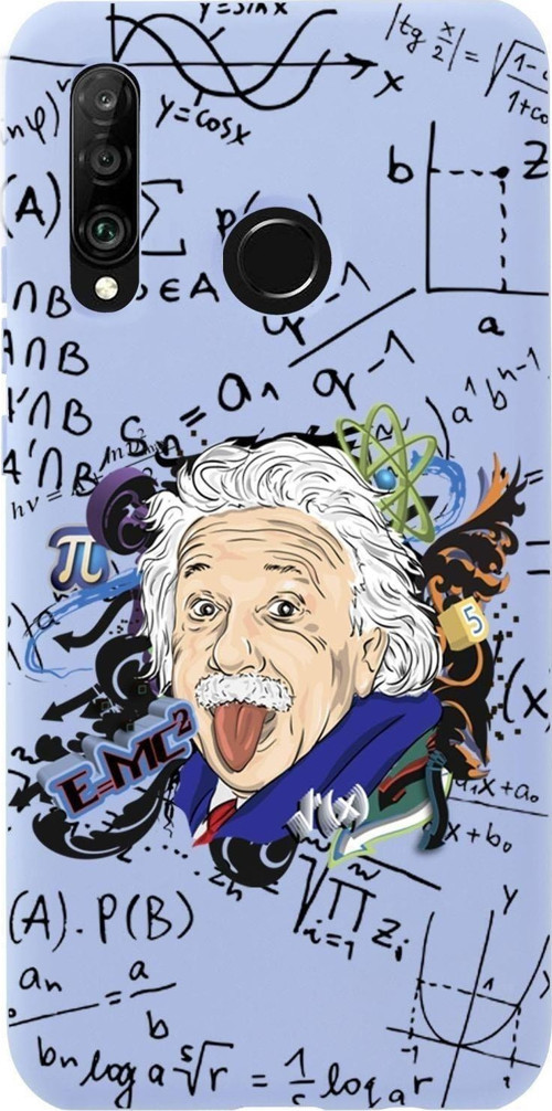 Huawei P30 Lite Einstein In Formula Desenli Premium Silikonlu Telefon Kılıfı
