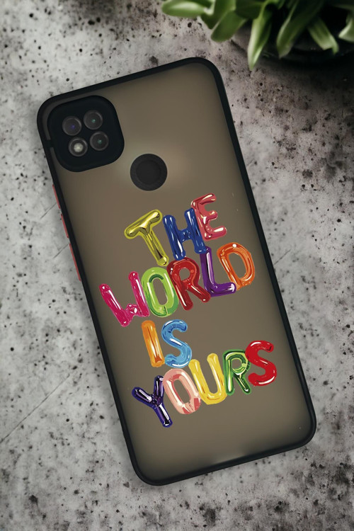 Xiaomi Redmi 9C Uyumlu The World Desenli Buzlu Şeffaf Lüx Telefon Kılıfı