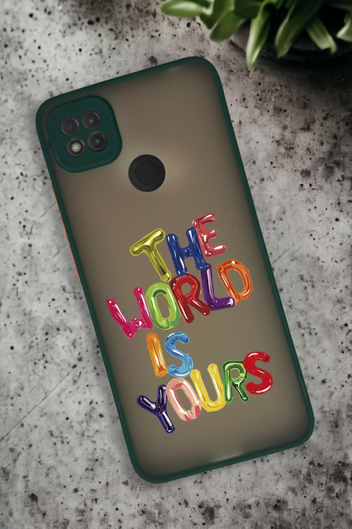 Xiaomi Redmi 9C Uyumlu The World Desenli Buzlu Şeffaf Lüx Telefon Kılıfı