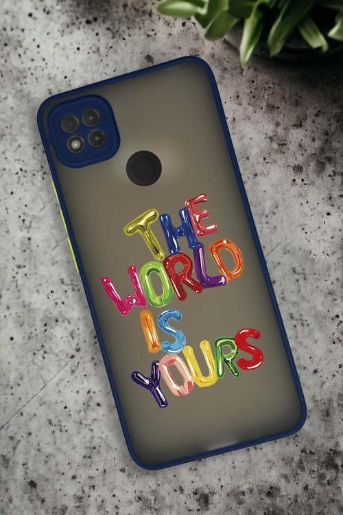 Xiaomi Redmi 9C Uyumlu The World Desenli Buzlu Şeffaf Lüx Telefon Kılıfı