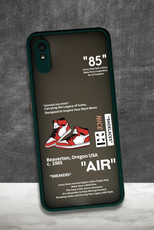 Xiaomi Redmi 9A Uyumlu Sneaker Step Desenli Buzlu Şeffaf Telefon Kılıfı