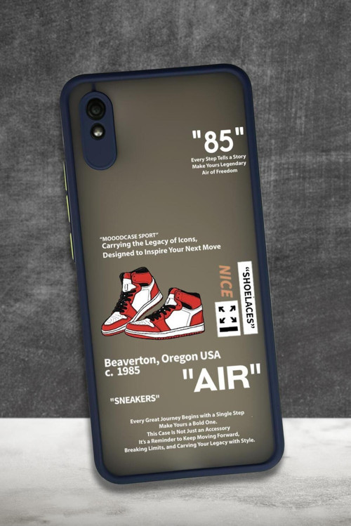 Xiaomi Redmi 9A Uyumlu Sneaker Step Desenli Buzlu Şeffaf Telefon Kılıfı