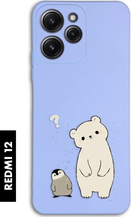 Xiaomi Redmi 12 Uyumlu Penguen Ve Ayıcık Desenli Premium Silikonlu Lansman Telefon Kılıfı