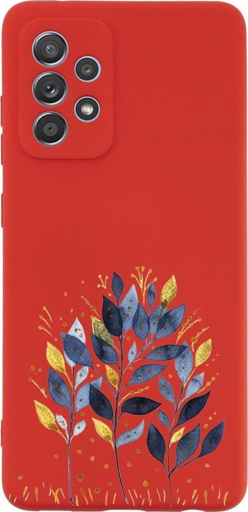 Samsung A23 Uyumlu Mavi Yaprak Desenli Premium Silikonlu Lansman Telefon Kılıfı