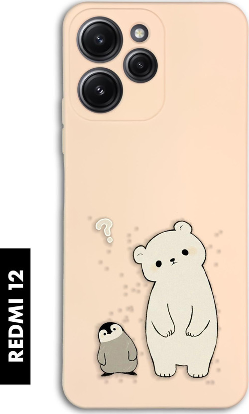 Xiaomi Redmi 12 Uyumlu Penguen Ve Ayıcık Desenli Premium Silikonlu Lansman Telefon Kılıfı