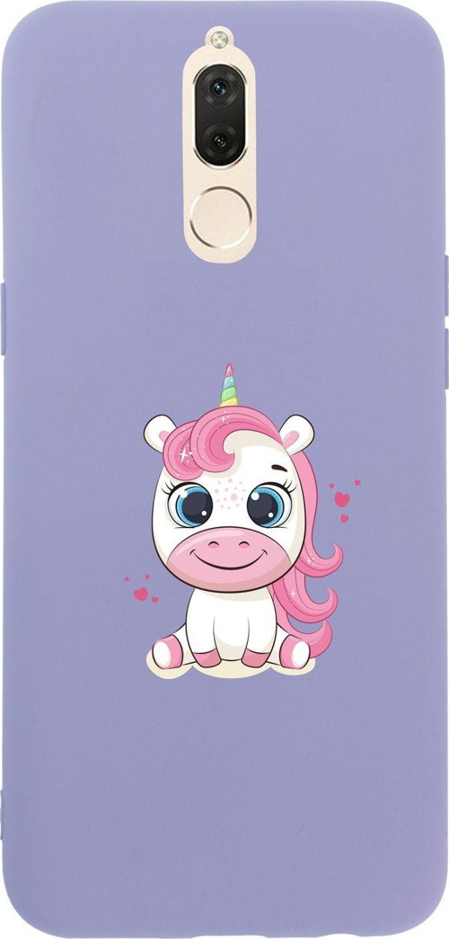 Huawei Mate 10 Lite Pembe Unicorn Premium Silikonlu Lila Telefon Kılıfı