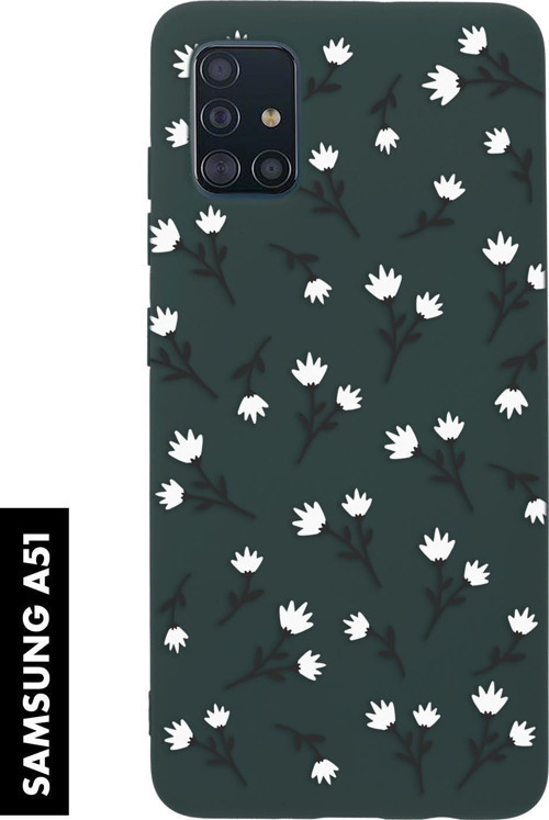 Samsung A51 Uyumlu Beyaz Çiçekler Desenli Premium Silikonlu Lansman Telefon Kılıfı