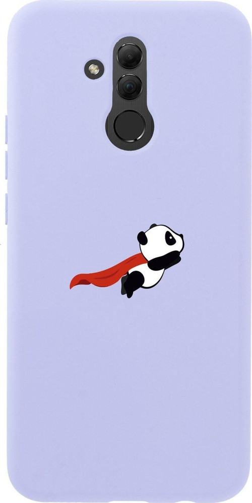 Huawei Mate 20 Lite Uçan Panda Premium Silikonlu Lila Telefon Kılıfı