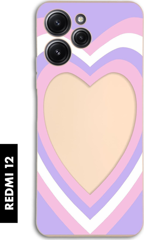 Xiaomi Redmi 12 Uyumlu Purple Heart Desenli Premium Silikonlu Lansman Telefon Kılıfı