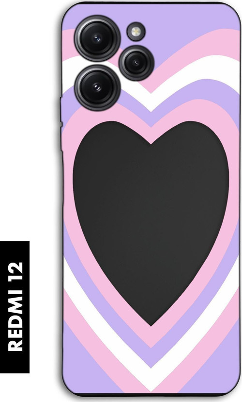 Xiaomi Redmi 12 Uyumlu Purple Heart Desenli Premium Silikonlu Lansman Telefon Kılıfı