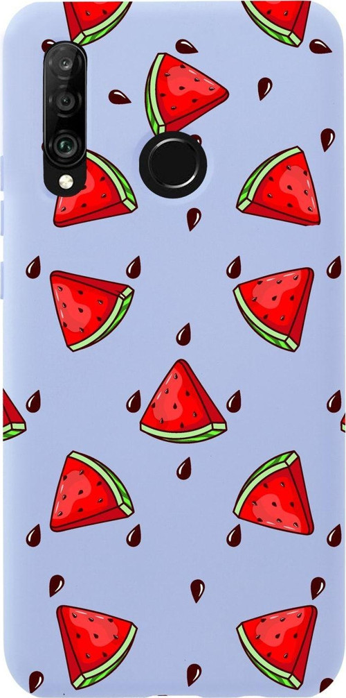 Huawei P30 Lite Karpuz Dilimleri Premium Silikonlu Lila Telefon Kılıfı