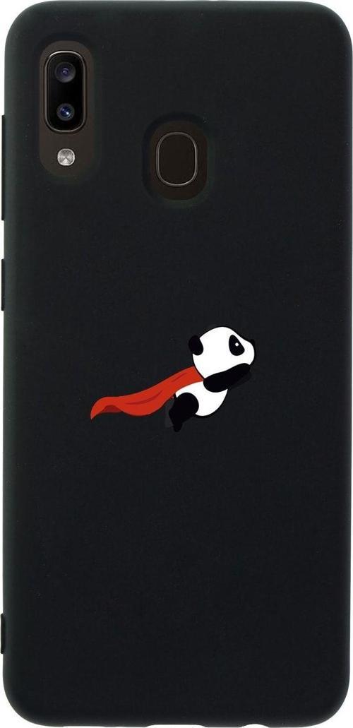 Samsung A30 Uçan Panda Premium Silikonlu Siyah Telefon Kılıfı