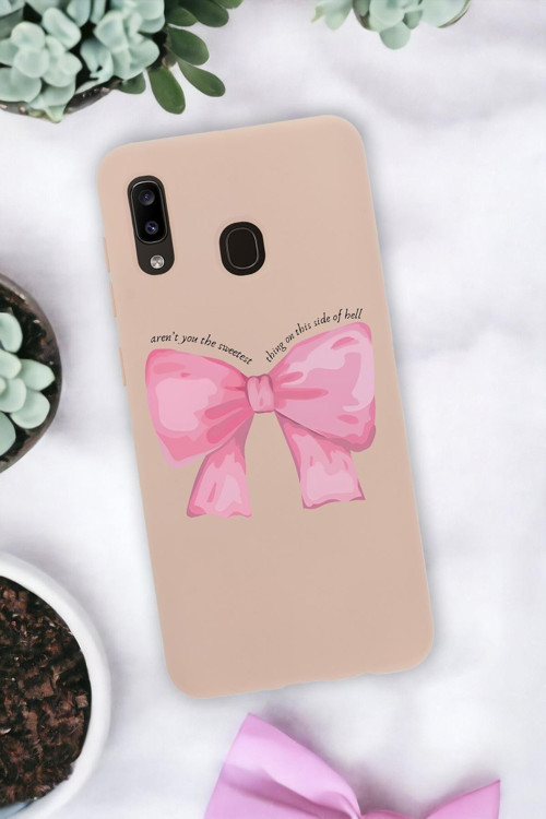 Samsung A30 Uyumlu Pembe Kurdele Premium Silikonlu Telefon Kılıfı