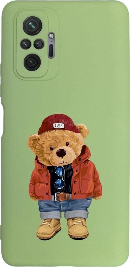 Xiaomi Redmi Note 10 Pro Uyumlu Teddy Bear Desenli Premium Silikonlu Lansman Telefon Kılıfı