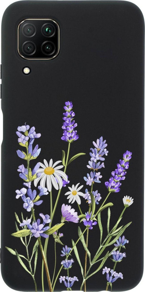 Huawei P40 Lite Lavender Premium Silikonlu Siyah Telefon Kılıfı