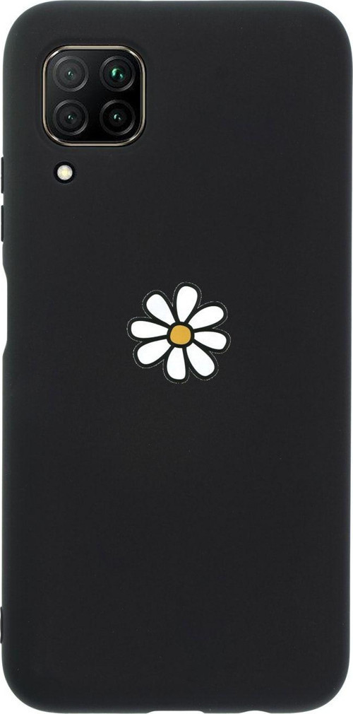 Huawei P40 Lite Papatya Premium Silikonlu Siyah Telefon Kılıfı