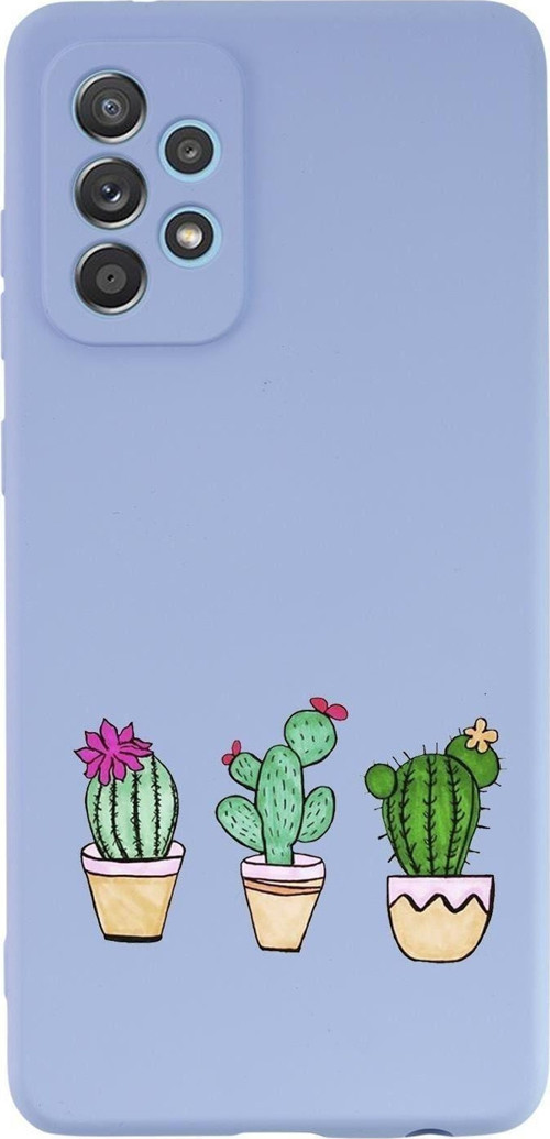 Samsung A23 Uyumlu Üçlü Kaktüs Desenli Premium Silikonlu Lansman Telefon Kılıfı