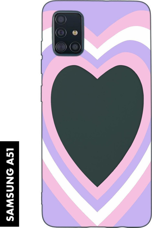 Samsung A51 Uyumlu Purple Heart Desenli Premium Silikonlu Lansman Telefon Kılıfı