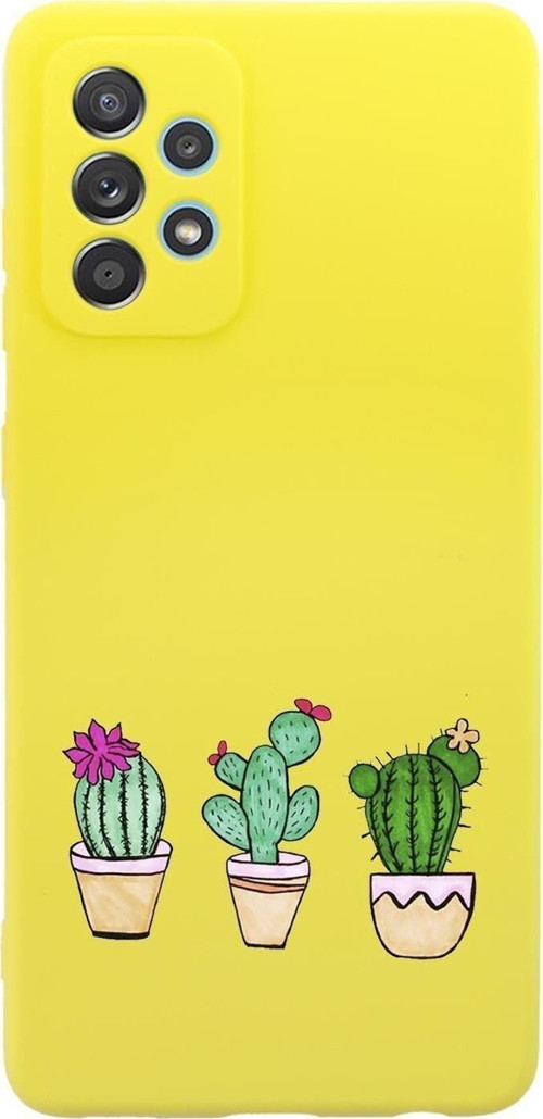 Samsung A23 Uyumlu Üçlü Kaktüs Desenli Premium Silikonlu Lansman Telefon Kılıfı
