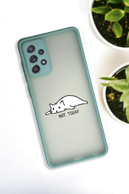 Samsung A33 Uyumlu Not Today Desenli Buzlu Şeffaf Lüx Telefon Kılıfı