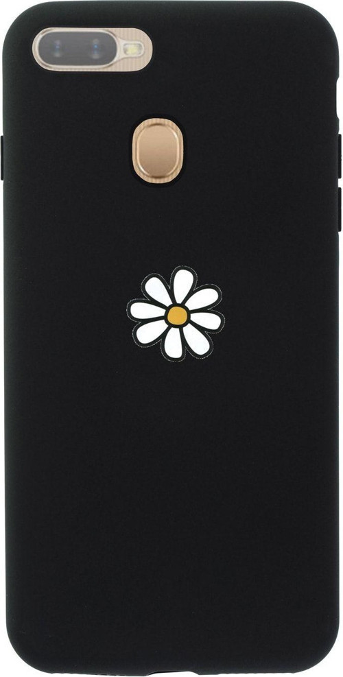 Oppo Ax7 Papatya Premium Silikonlu Siyah Telefon Kılıfı