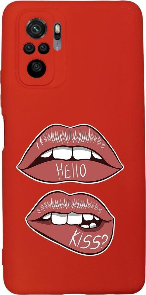Xiaomi Redmi Note 10 Uyumlu Hello Kiss Desenli Premium Silikonlu Lansman Telefon Kılıfı