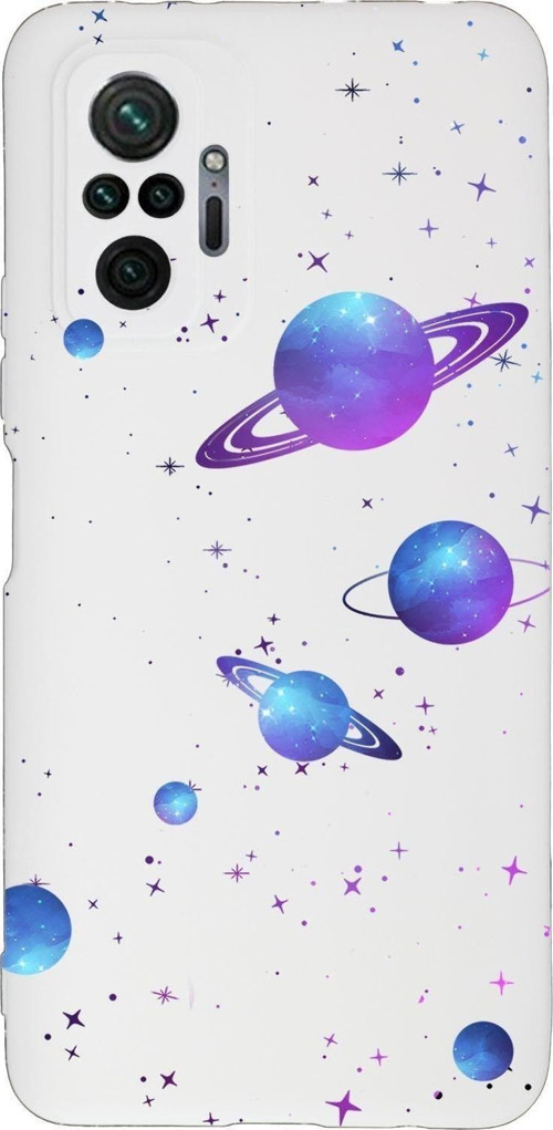 Xiaomi Redmi Note 10 Pro Uyumlu Galaxy And Stars Desenli Premium Silikonlu Lansman Telefon Kılıfı