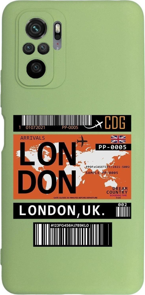 Xiaomi Redmi Note 10 Uyumlu London Ticket Desenli Premium Silikonlu Lansman Telefon Kılıfı
