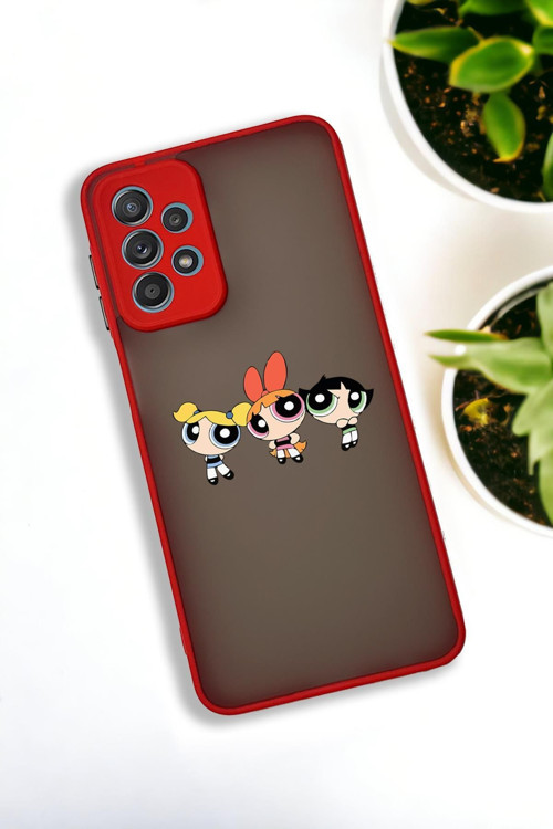 Samsung A33 Uyumlu Powerpuff Girls Desenli Buzlu Şeffaf Lüx Telefon Kılıfı