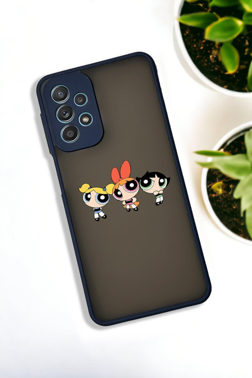 Samsung A33 Uyumlu Powerpuff Girls Desenli Buzlu Şeffaf Lüx Telefon Kılıfı