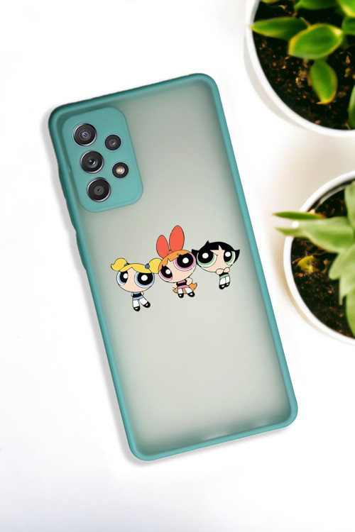 Samsung A33 Uyumlu Powerpuff Girls Desenli Buzlu Şeffaf Lüx Telefon Kılıfı