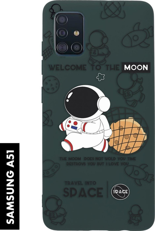 Samsung A51 Uyumlu Sevimli Astronot Desenli Premium Silikonlu Lansman Telefon Kılıfı