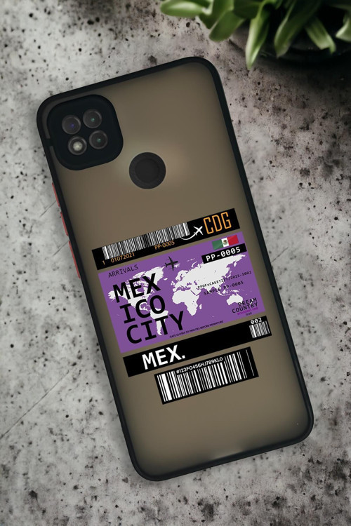 Xiaomi Redmi 9C Uyumlu Mexico Ticket Desenli Buzlu Şeffaf Lüx Telefon Kılıfı