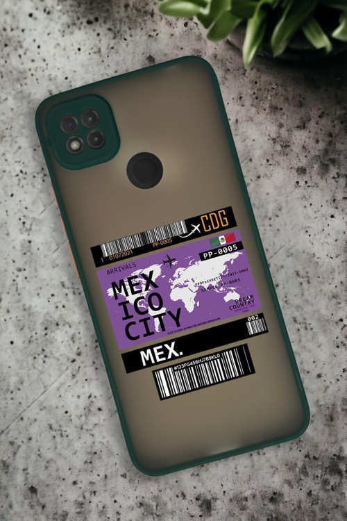 Xiaomi Redmi 9C Uyumlu Mexico Ticket Desenli Buzlu Şeffaf Lüx Telefon Kılıfı