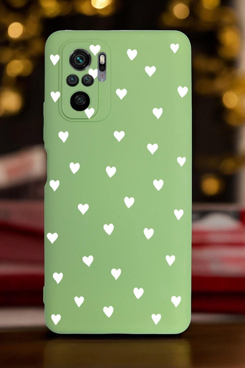 Xiaomi Redmi Note 10/10S Uyumlu Beyaz Kalpler Desenli Premium Silikonlu Lansman Telefon Kılıfı