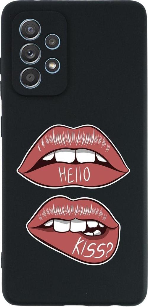 Samsung A32 Hello Kiss Premium Silikonlu Siyah Telefon Kılıfı