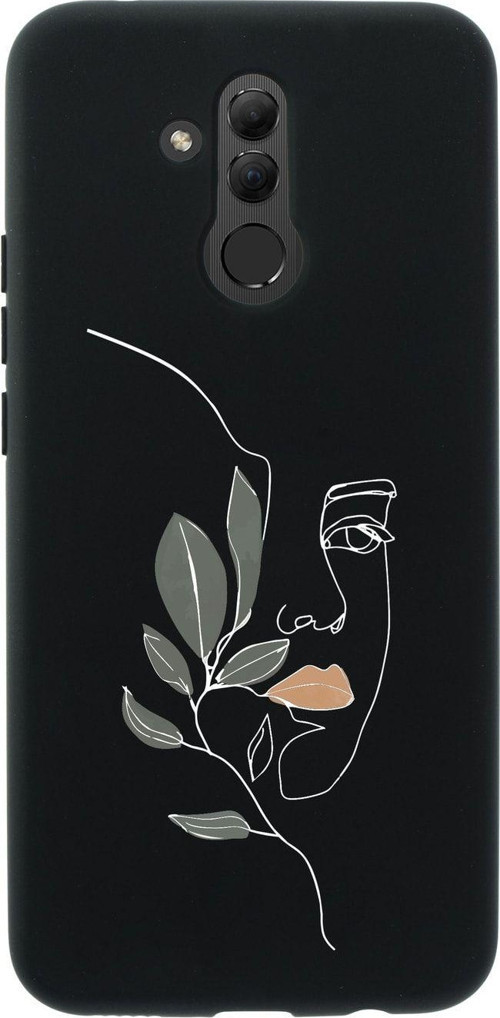 Huawei Mate 20 Lite Line Art Women Desenli Premium Silikonlu Siyah Telefon Kılıfı